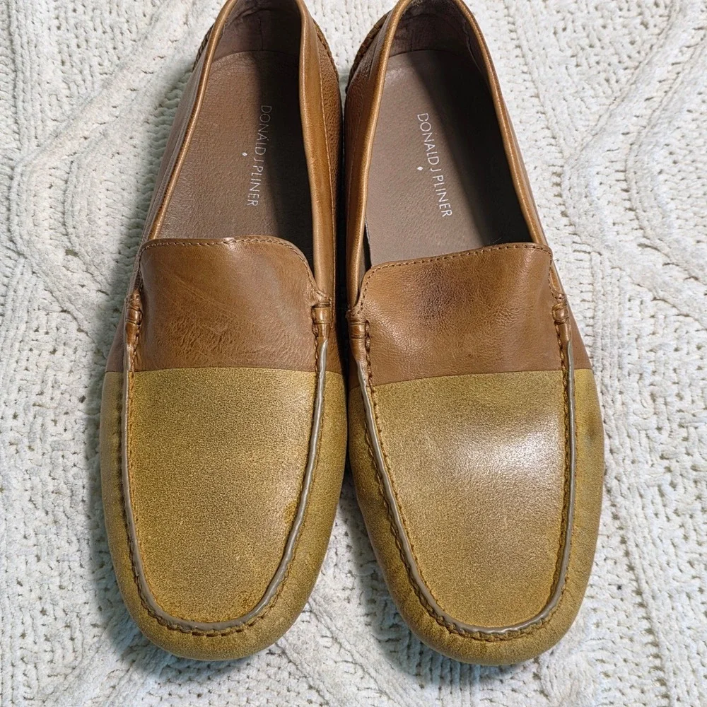 Donald J Pliner Dannel Driver Moc Loafers Tan Brown‎ Leather Mens 10M Excellent